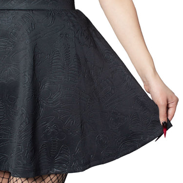 Death Repeat Embossed Skater Skirt - Kreepsville